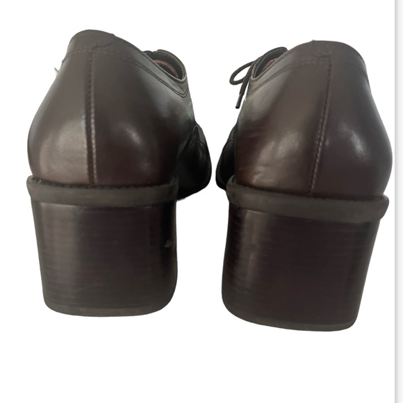 Enzo Angiolini Ea Flexo Leather Lace Up Block Heel Shies Sz8.5 Brown Academia - Picture 2 of 15